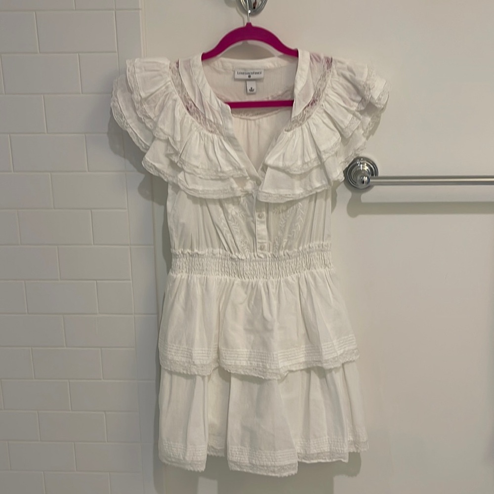 LoveShackFancy White Ruffled Mini Dress